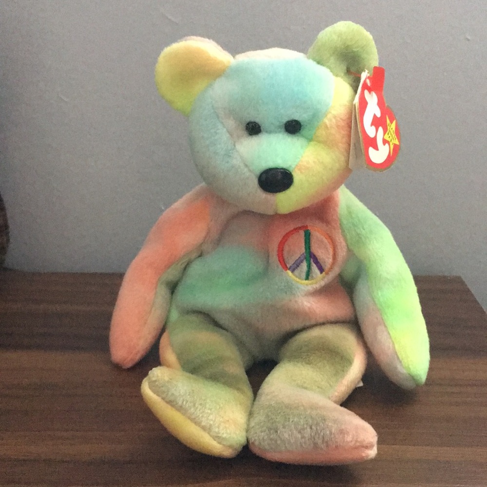 TY Beanie Babies Peace Bear With Numerous Errors